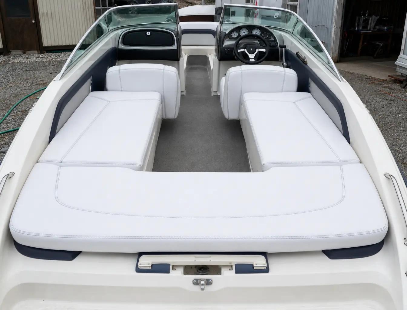 Coussins de cockpit en vinyle marin blanc, coutures doubles au fil marine